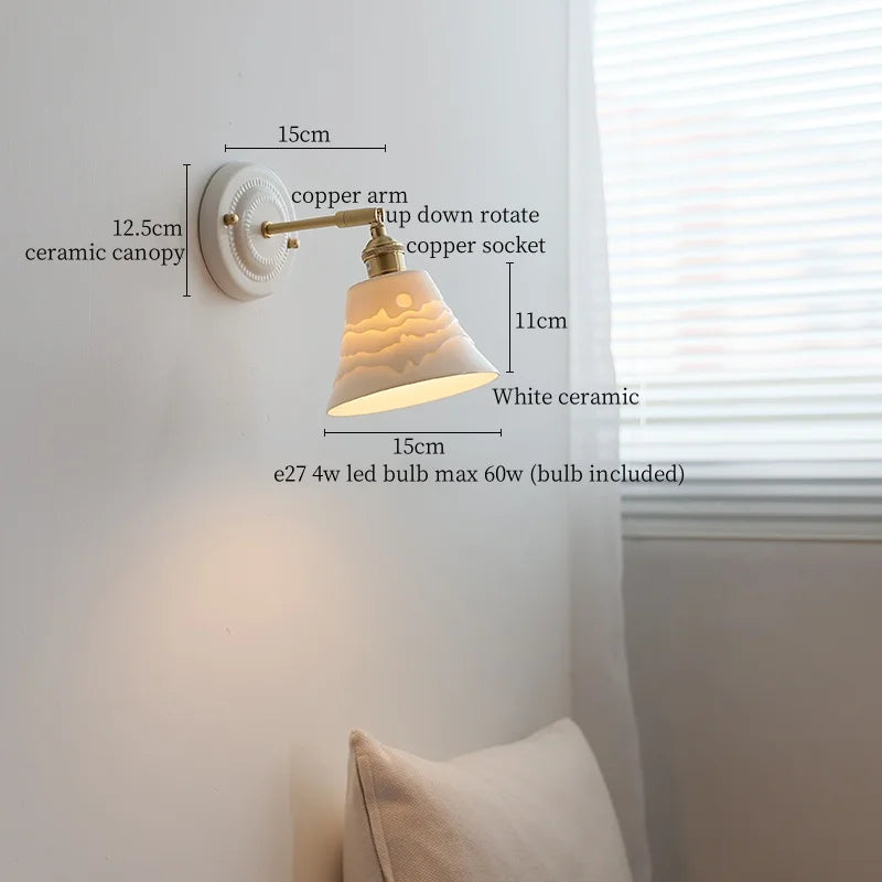 DecorBites™ Copper Ceramic LED Wall Lamp with Pull Chain Switch for Stair Living Room