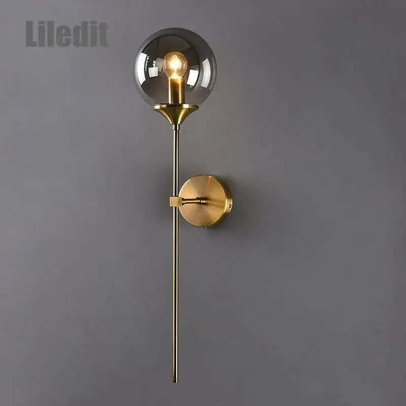 DecorBites™ Golden Glass Ball Wall Sconce: Modern Nordic Metal Lighting for Living Room