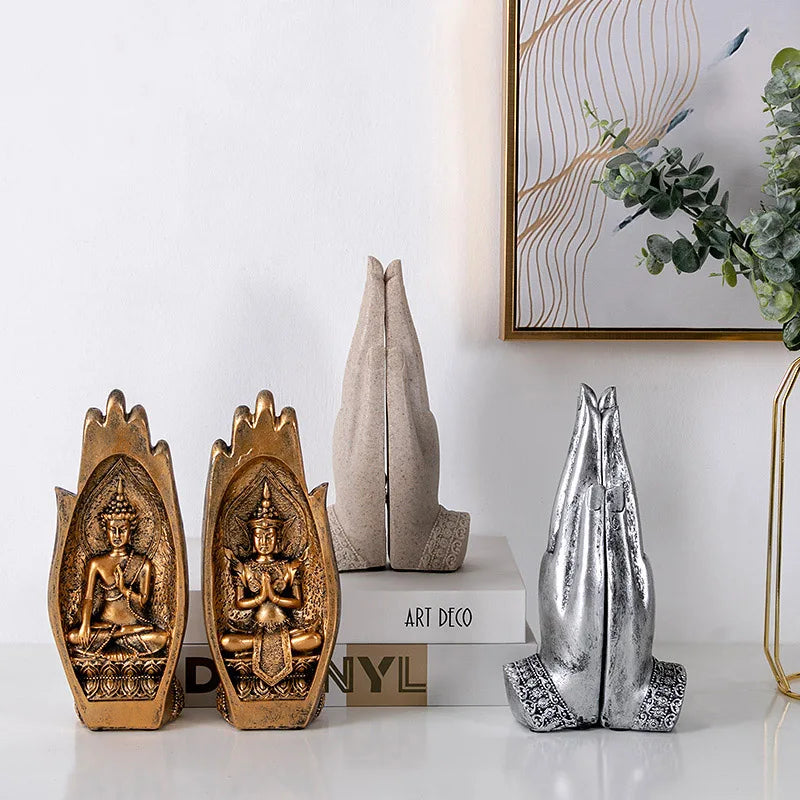 DecorBites™ Buddha Hands Sculptures Monk Figurine Tathagata Yoga Home Decoration Ornament