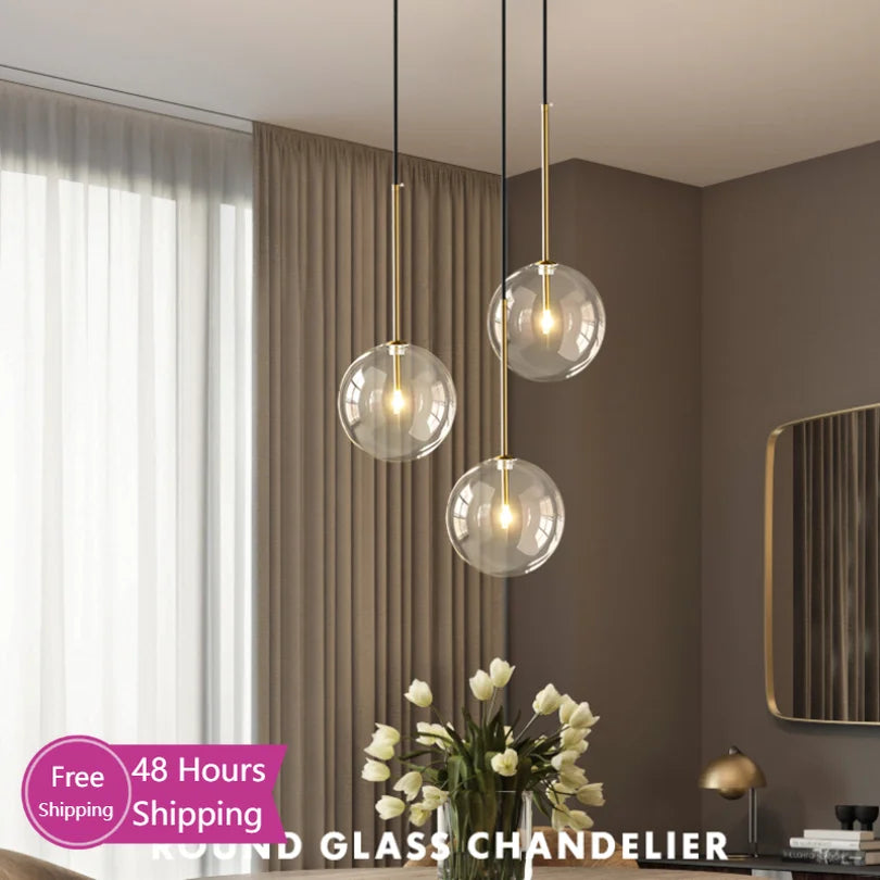 DecorBites™ Bubble Glass Ball Pendant Light for Bedroom Kitchen Dining Room LED Fixture