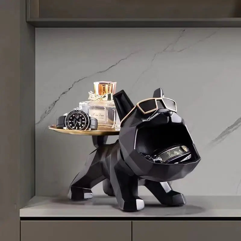 DecorBites™ Bulldog Butler Tray Key Holder Storage Home Decor Statue Sculpture