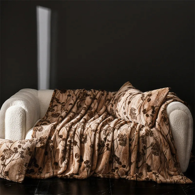 DecorBites™ Cosy Faux Rabbit Plush Blanket in Milk Velvet for Single Sofa Decoration & Napping