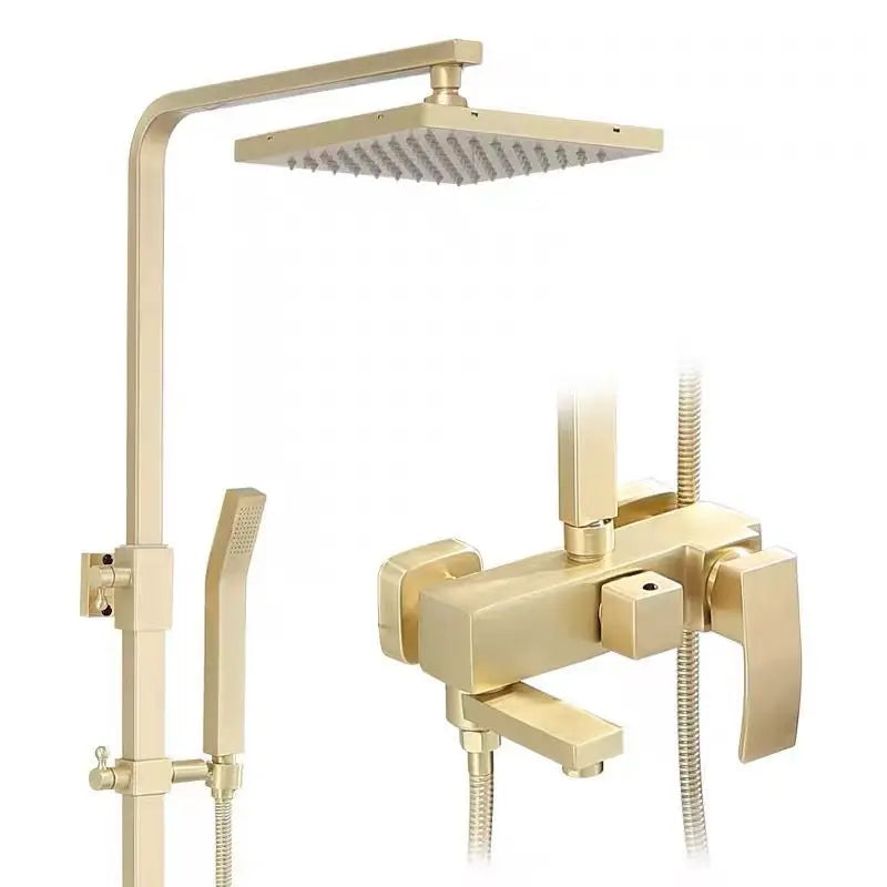 DecorBites™ Brushed Gold Bath & Shower Faucet Set for Luxurious Rainfall Experience
