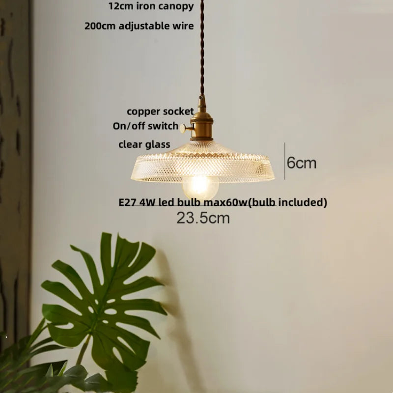 DecorBites™ Cullet Glass LED Pendant Lamp with Walnut Copper Design for Living and Dining Room