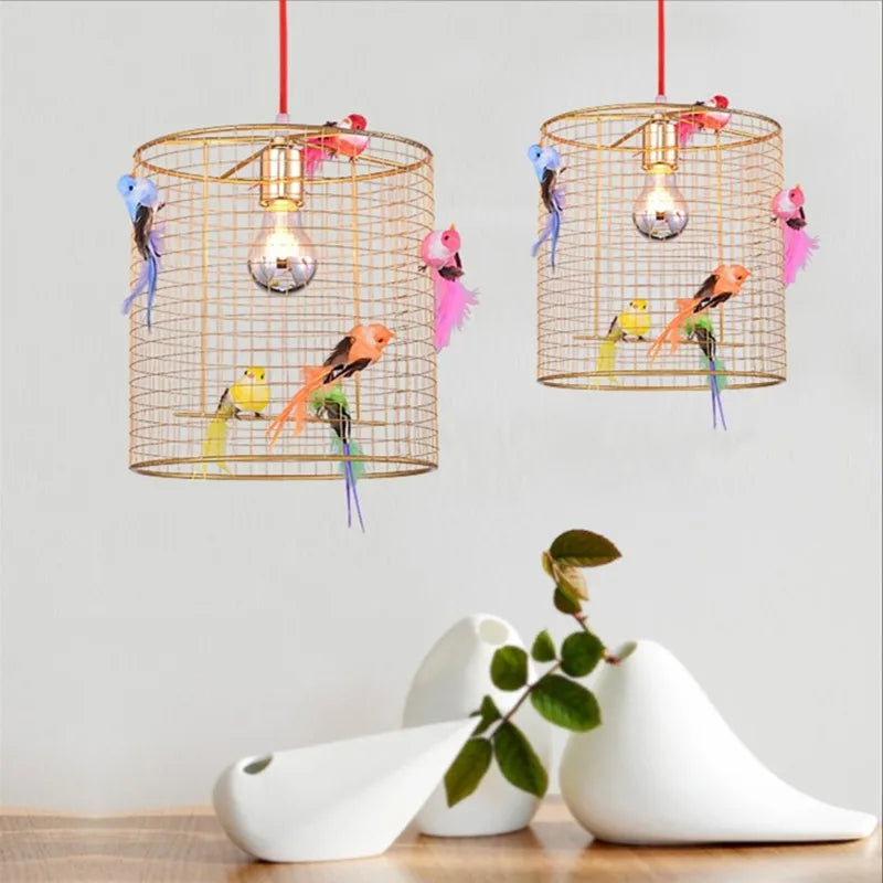 DecorBites™ Bird Cage Pendant Lamp: Nordic Loft Home Bedroom Light Gold Decor