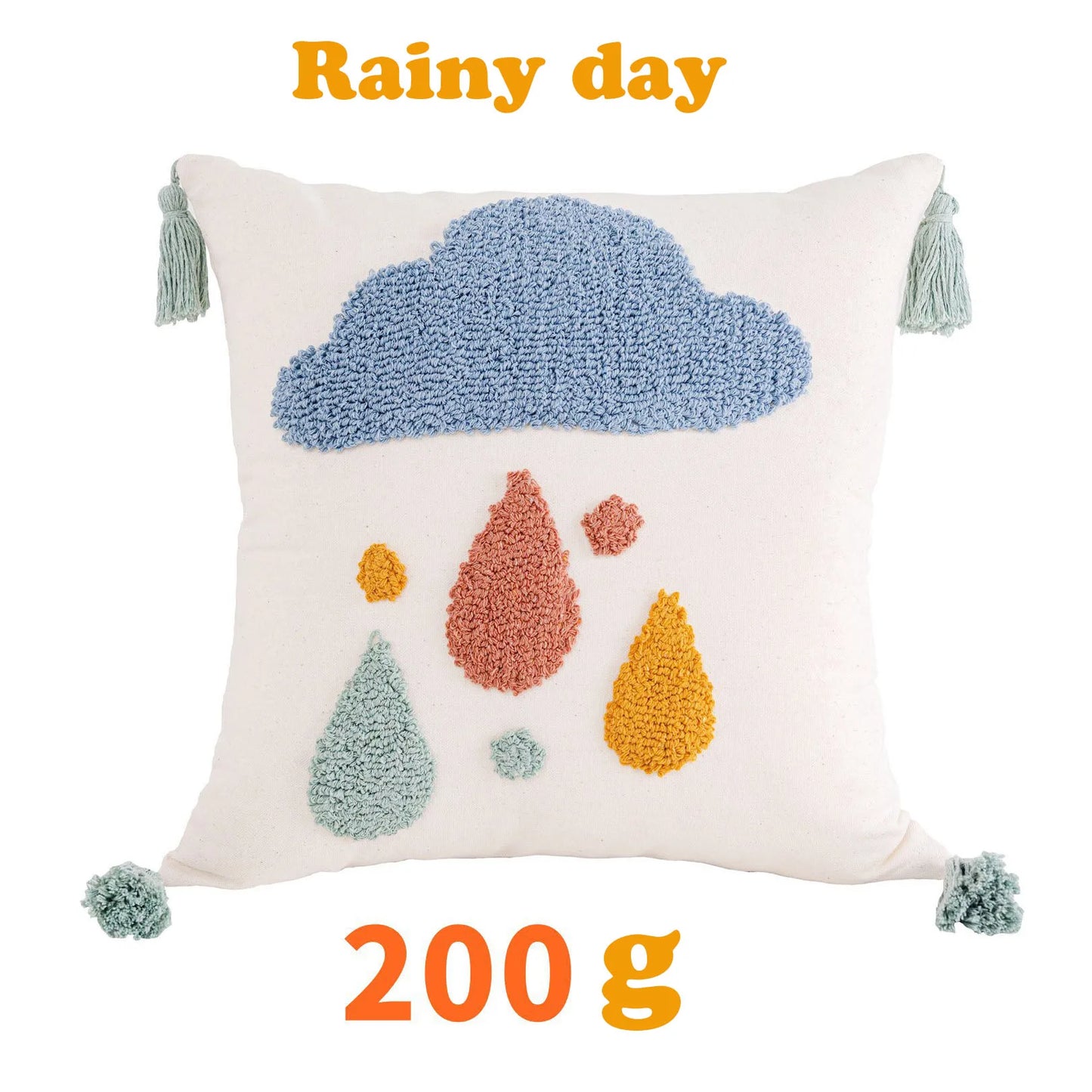 DecorBites™ Boho Yellow Rainbow Star Moon Tassel Cushion Cover 45x45cm