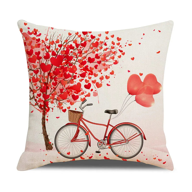 DecorBites™ Cartoon Cat Linen Pillowcase 45x45cm Couple Love Cushion Covers for Living Room