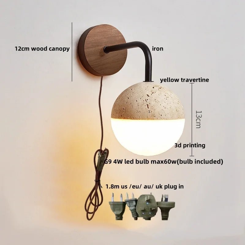 DecorBites™ Japanese Style LED Wall Lamp with Pull Chain and White Glass