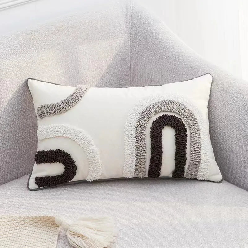 DecorBites™ Boho Geometric Tufted Tassel Cushion Cover 30x50/45x45cm