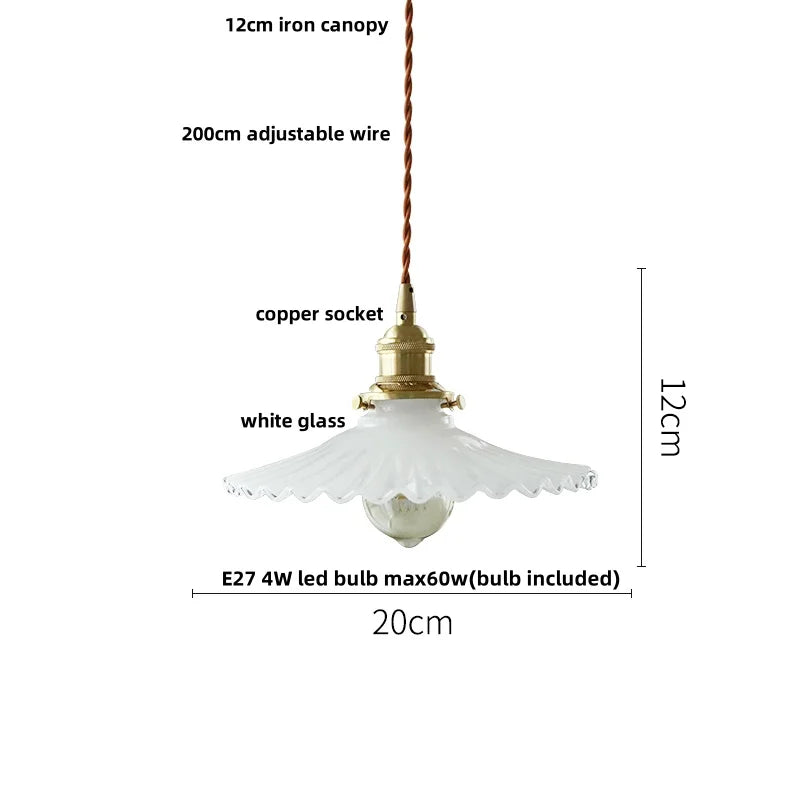 DecorBites™ Copper Canopy LED Pendant Light Fixture Green Glass Hanging Lamp