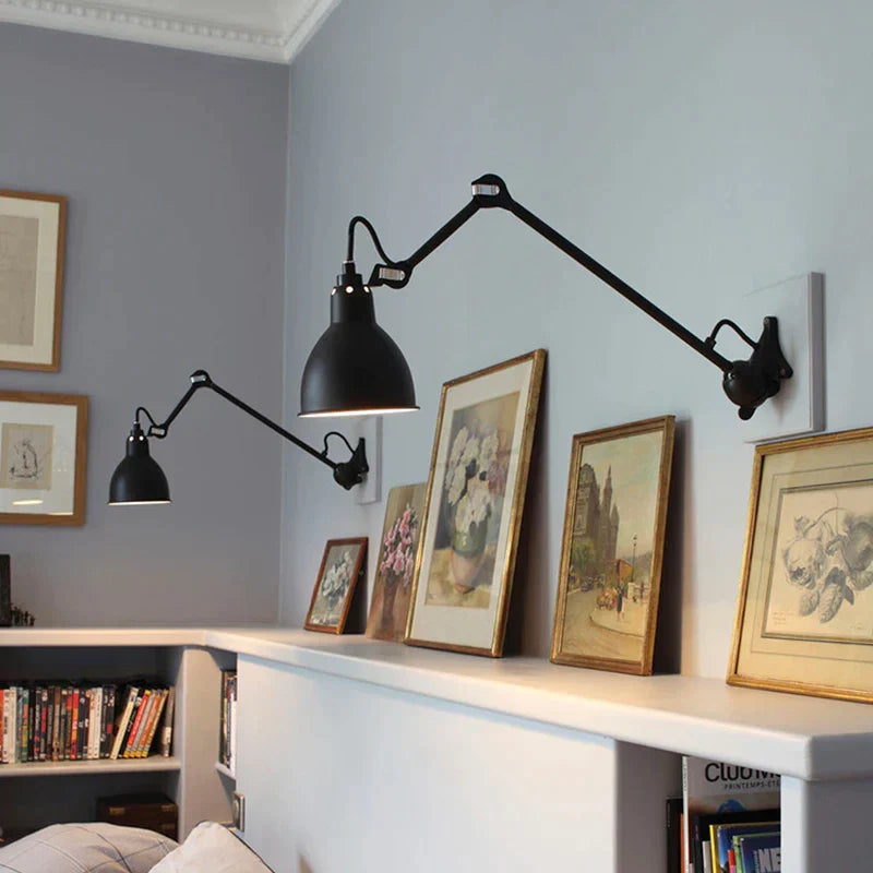 DecorBites™ Industrial Iron Swing Arm Wall Lamp for Bedroom, Living Room, Office Decor