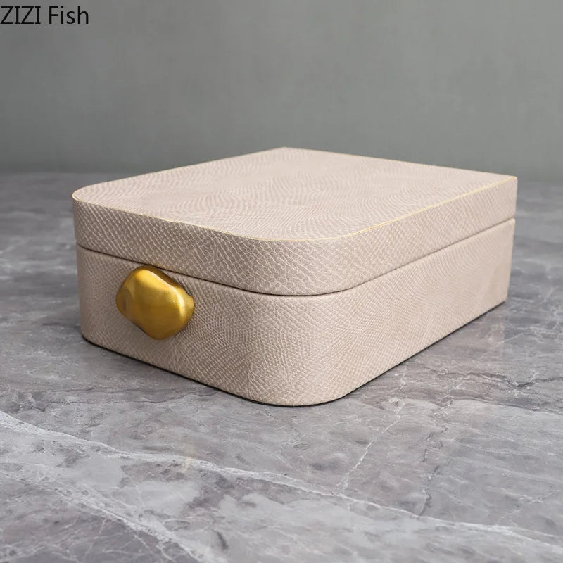 DecorBites™ Leather Jewelry Box: Stylish Dresser Table Decor & Storage Jar