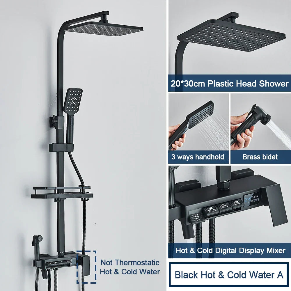 DecorBites™ Digital Display Shower System with Thermostatic Control and Tub Spout