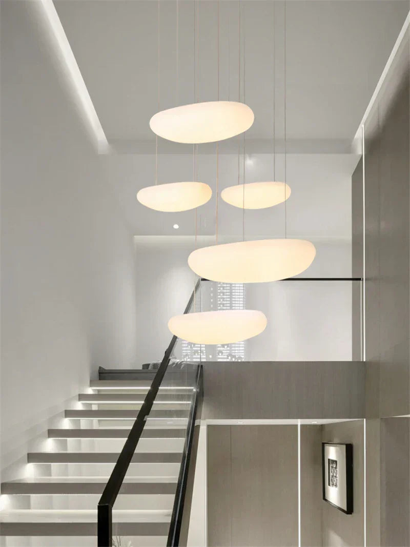 DecorBites™ LED Pebble Pendant Light: Stylish White Chandelier for Living Room, Bedroom, and Restaurant Décor.