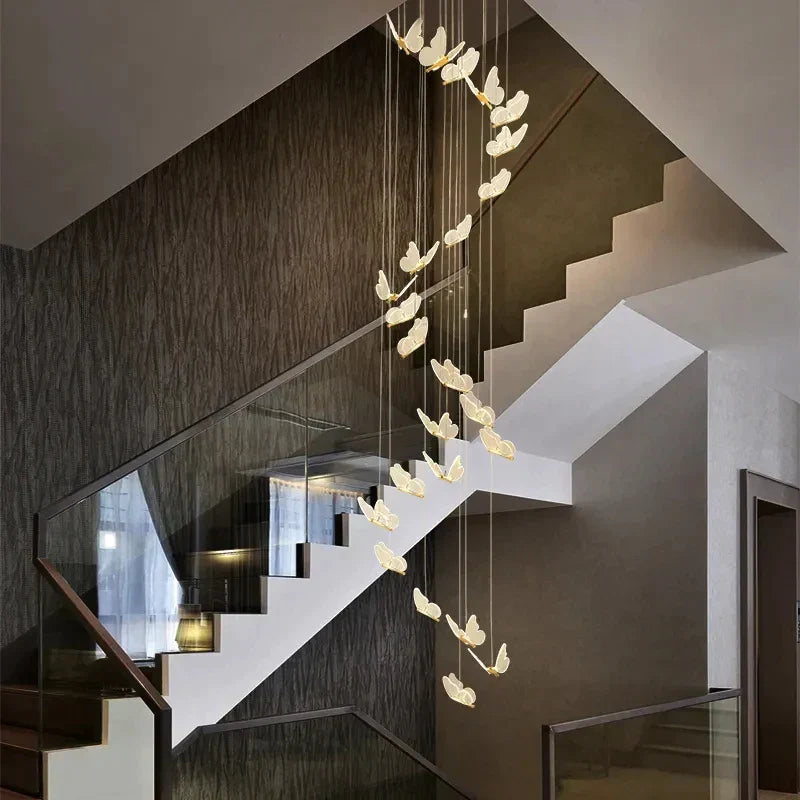 DecorBites™ Gold LED Butterfly Pendant Lights for Home Staircase, Living Room, Bedroom Chandeliers