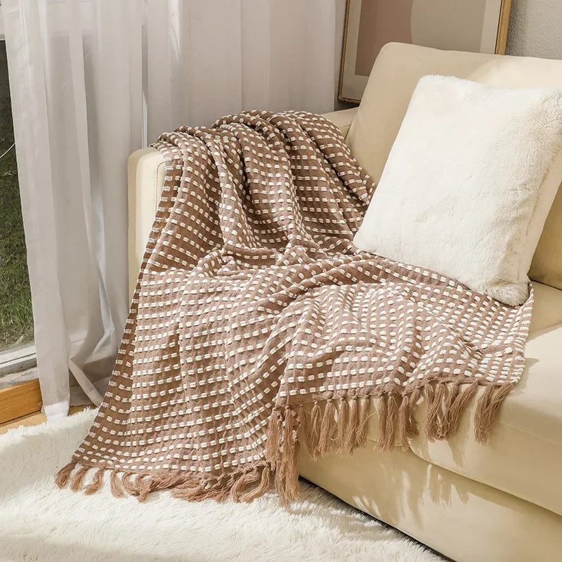 DecorBites™ Knitted Nordic White Casual Blanket - Soft & Comfortable Sofa Throw Bed End Cover for Home Decor & Travel
