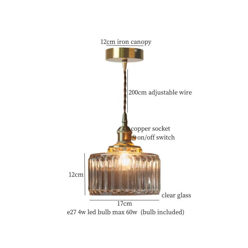 DecorBites™ Clear Glass LED Copper Pendant Lighting for Minimalist Decor