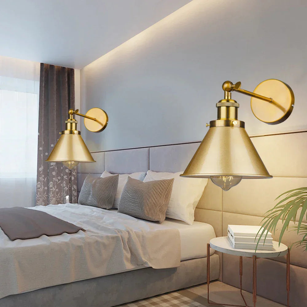 DecorBites™ Industrial Gold Wall Lighting, E27 Wall Mount Lamp for Home Decor