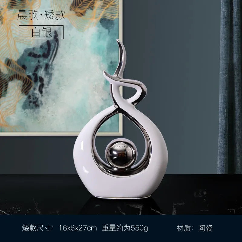DecorBites™ Ceramic Abstract Figurine Set for Elegant Home and Office Decor