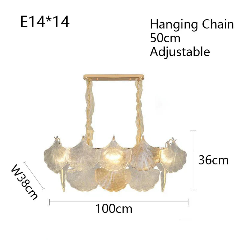 DecorBites™ Glass Shell Ceiling Pendant Light Luxury Bedroom Decor Hanglamp
