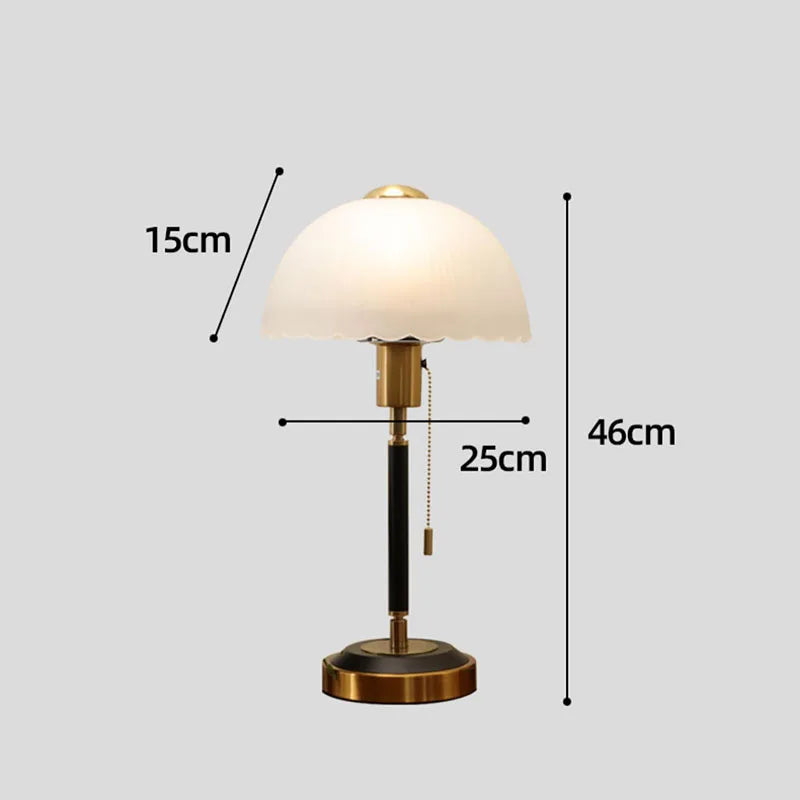 DecorBites™ Cream Glass Mushroom Table Lamp for Warmly Lit Romantic Ambiance