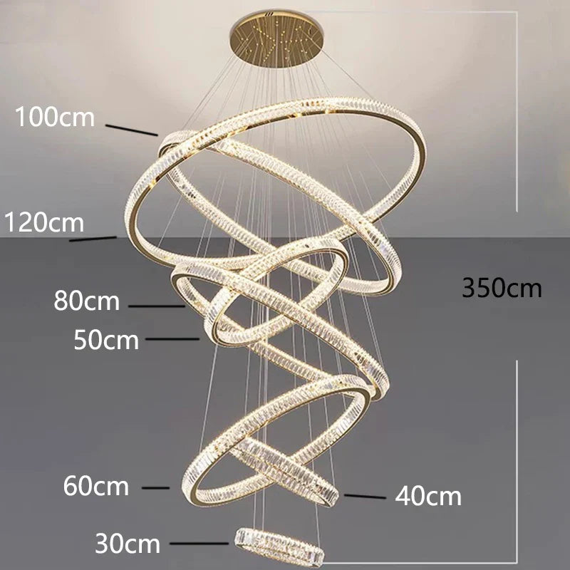 DecorBites™ Crystal Chandelier Stair Pendant Lamp Living Room Interior Lighting