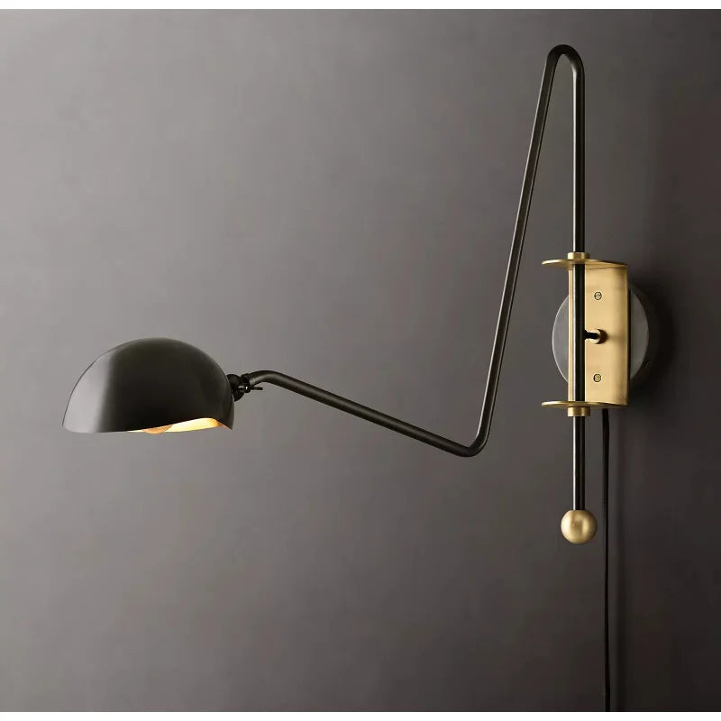 DecorBites™ Black/Gold Lustre Copper Swing Arm Wall Lamp for Modern Living Spaces