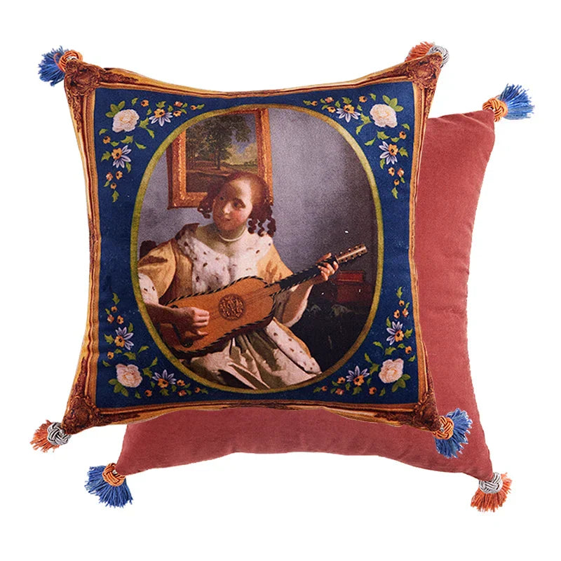 DecorBites™ Cat Print Velvet Throw Pillow Case Luxury Cushion Hand Made