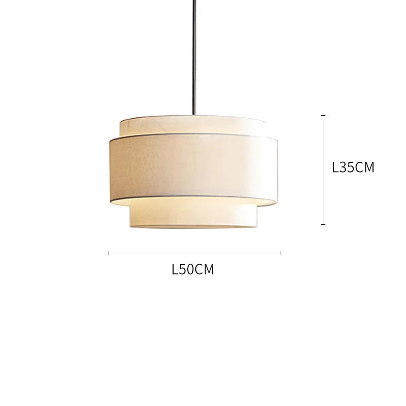 DecorBites™ Japanese Style Tiered Pendant Lamp: Minimalist Fabric Shade for Living Room & Kitchen Counter