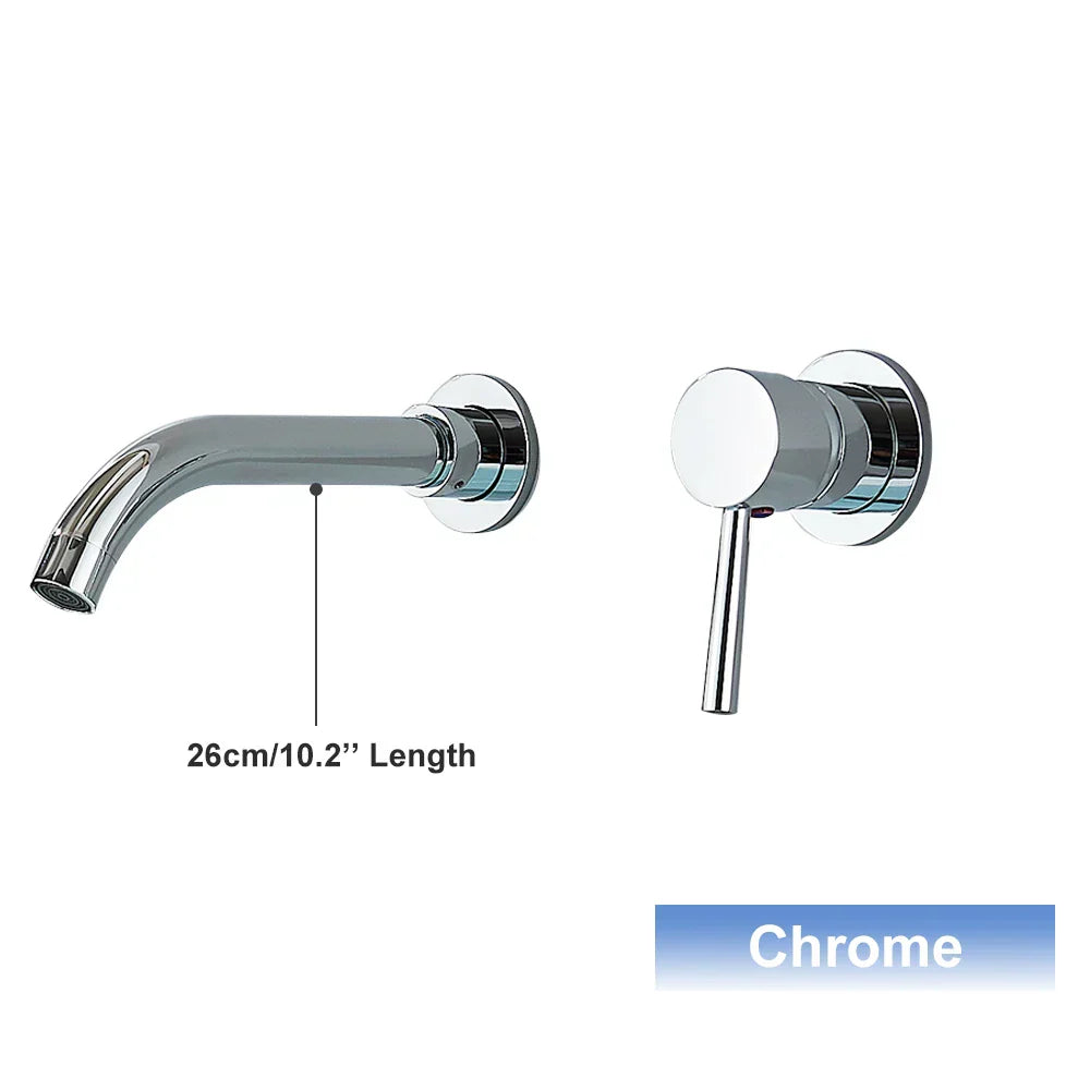 DecorBites™ Black Wall Mounted Basin Faucet with Single Handle Hot Cold Water Mixer Tap