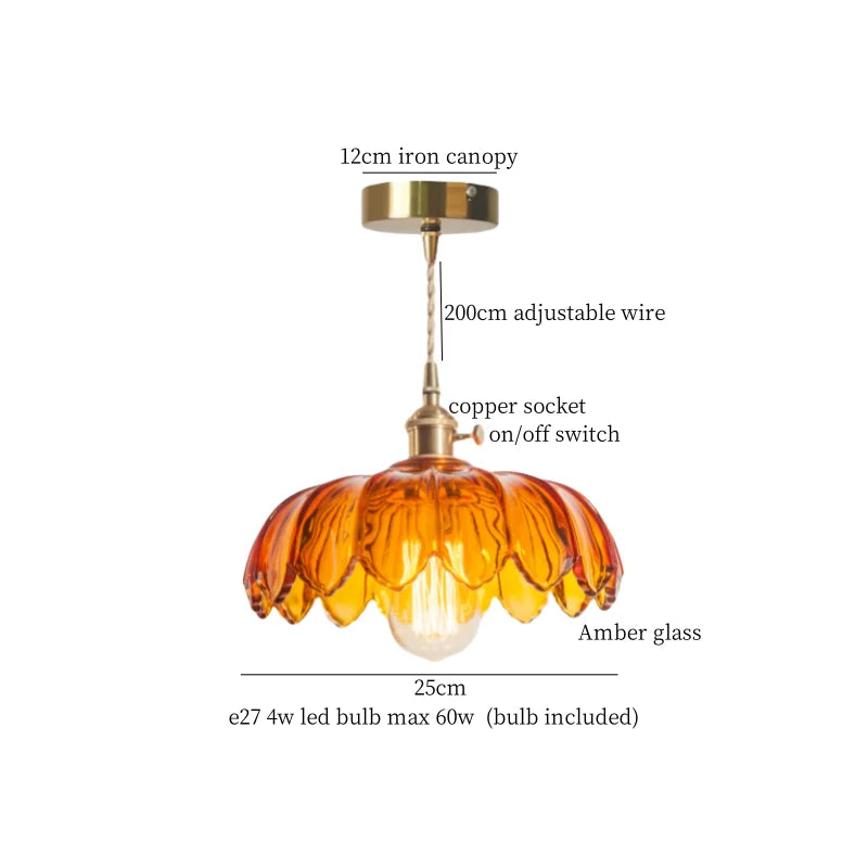 DecorBites™ Green Brass Glass LED Pendant Light for Kitchen Cafe Bar Loft Decoration