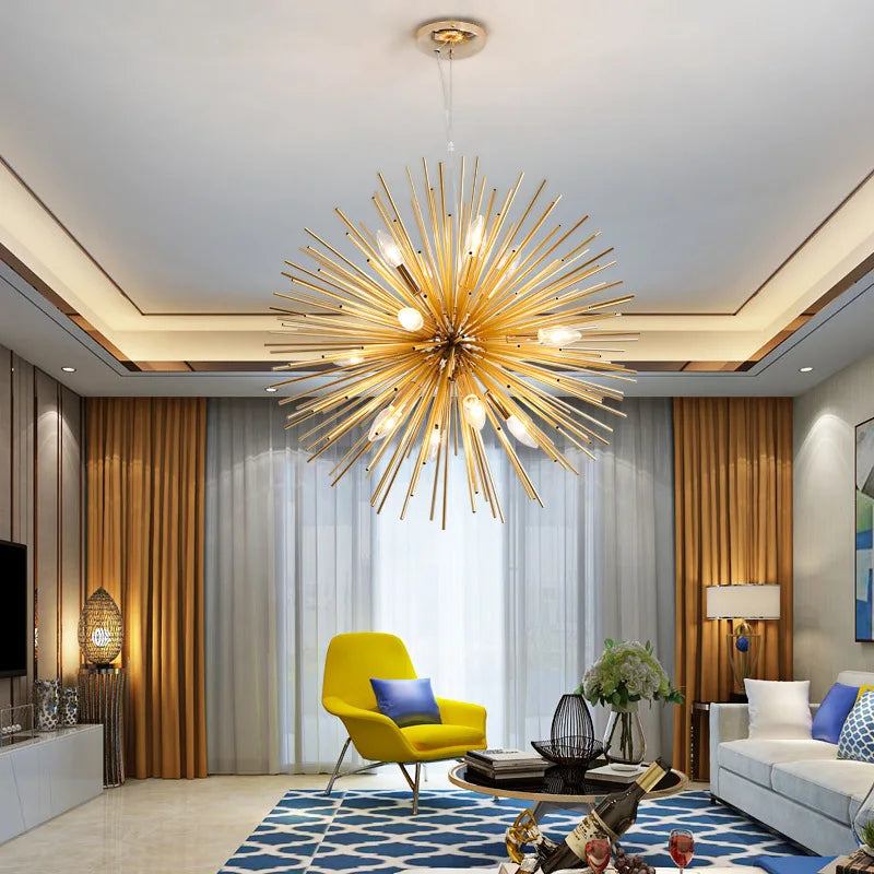 DecorBites™ Dandelion Ball Chandelier: Nordic Modern Golden Bedroom & Restaurant Lamp