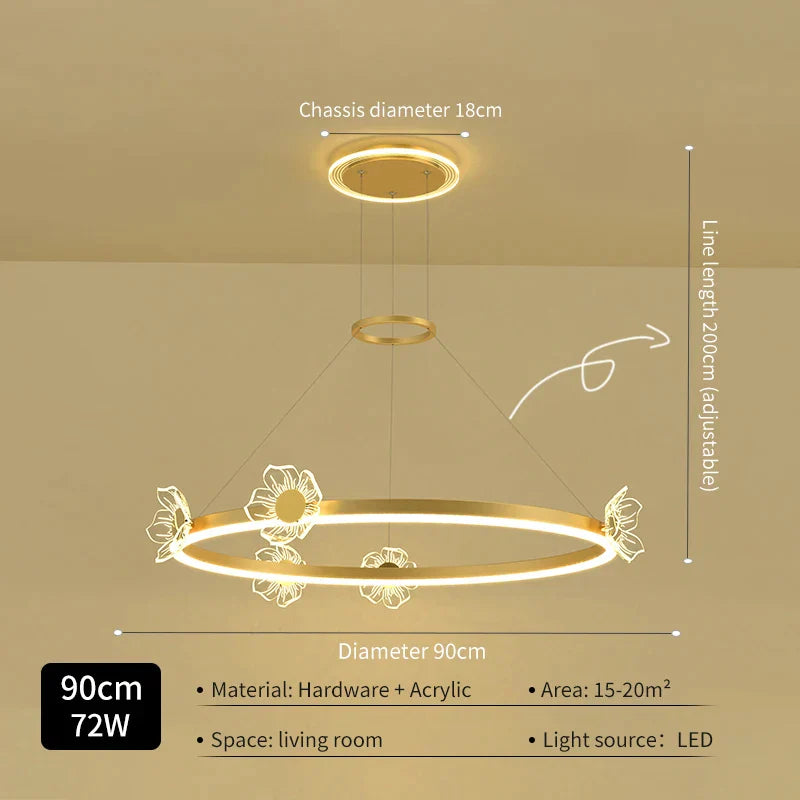 DecorBites™ Gold Butterfly LED Round Ceiling Chandelier for Living Room and Bedroom