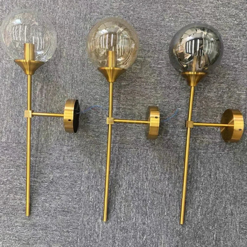 DecorBites™ Golden Glass Ball Wall Sconce: Modern Nordic Metal Lighting for Living Room