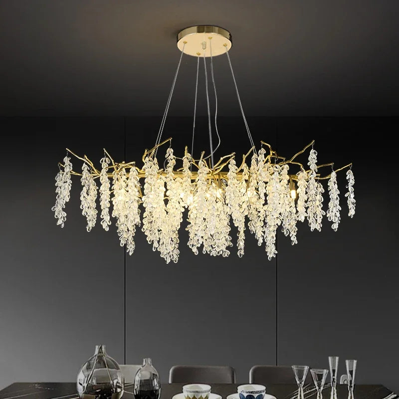 DecorBites™ Golden Branch Crystal Chandelier for Luxurious European Living Room