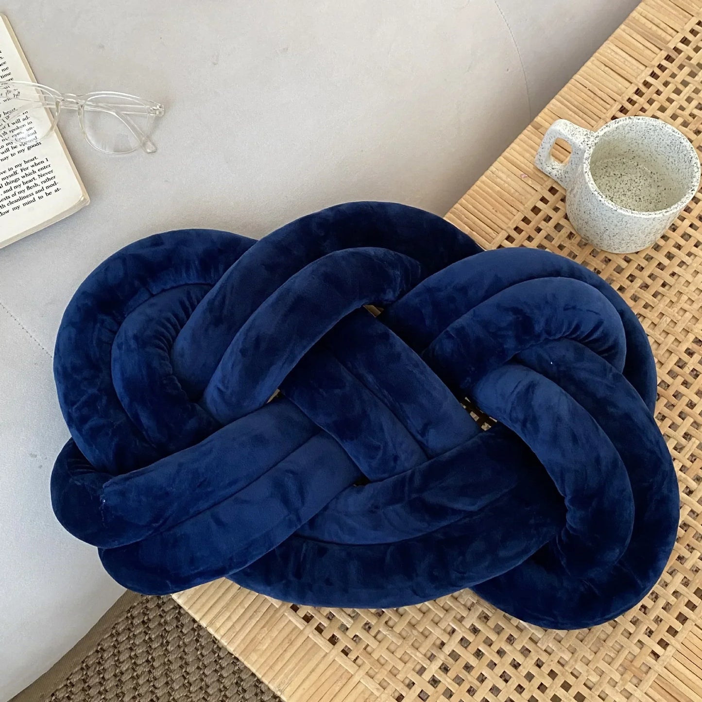 DecorBites™ Blue Handmade Knot Throw Pillows for Couch - Soft Decorative Comfort Pillow