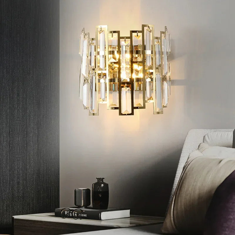 DecorBites™ Crystal LED Wall Lamp: Modern Luxury Lighting for Living Room, Bedroom, Study