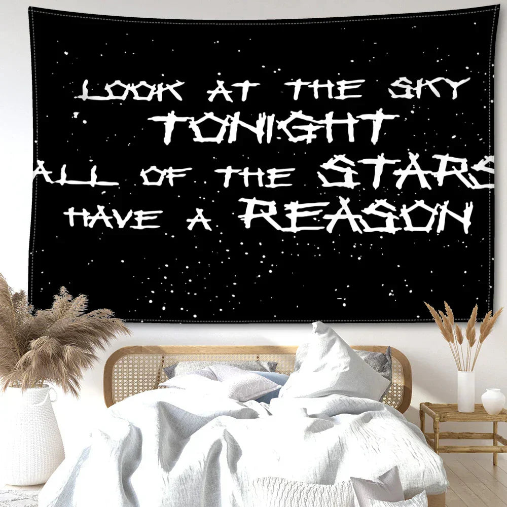 DecorBites™ Black Sky Art Tapestry: Lil Peep Aesthetic Dorm Decor for Mysterious Vibes