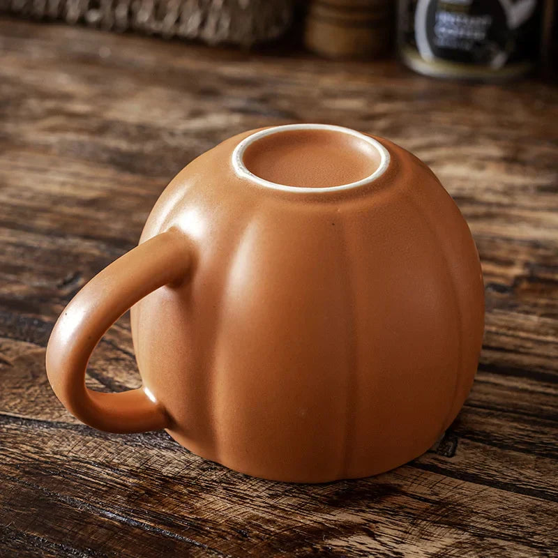 DecorBites™ Halloween Pumpkin Ceramic Mug with Retro Enamel Handle for Coffee Milk Tea