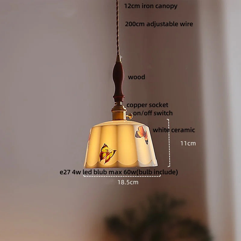DecorBites™ LED Pendant Lamp Modern Style Home Lighting Living Room Study Bar White Flower Ceramic