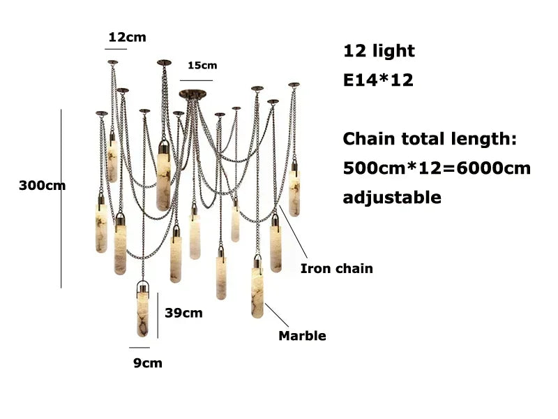 DecorBites™ Gold Chrome LED Chandelier for Dining Room - 2025 Marble Design