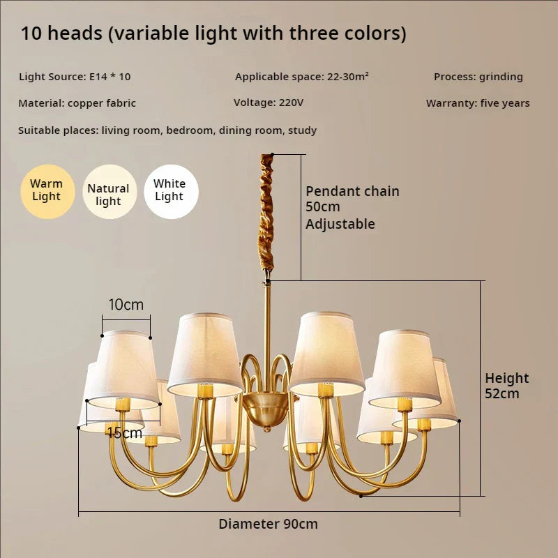 DecorBites™ Copper American Chandelier: Modern Luxury for Living Room, Bedroom, and Restaurant