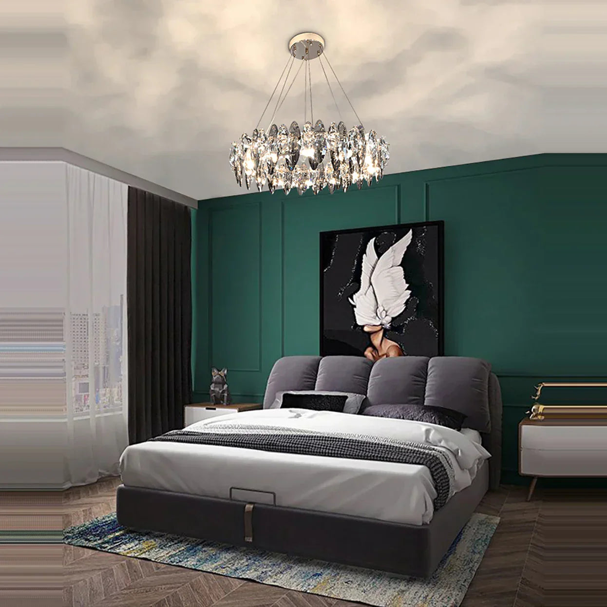 DecorBites™ Crystal LED Chandelier: Modern Luxury Indoor Hanging Lamp, Living Room Decor