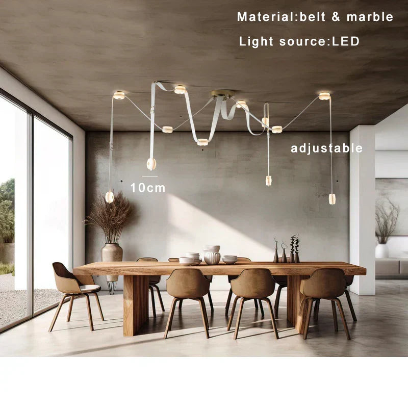 DecorBites™ Black Leather Marble Chandeliers | Adjustable Dining Room Lamps | Easy Installation Home Decor