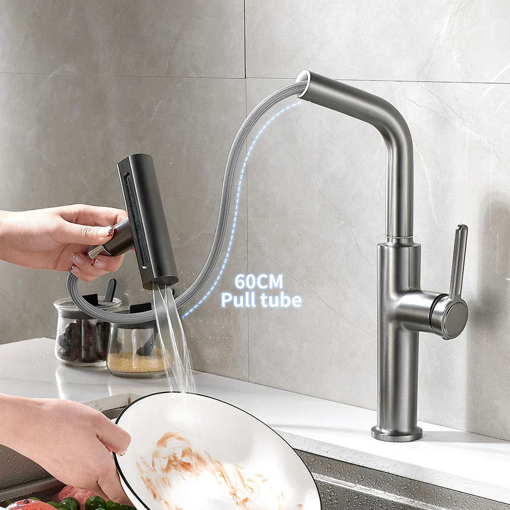 DecorBites™ Black Pull Out Kitchen Faucet with Waterfall Stream Sprayer Head