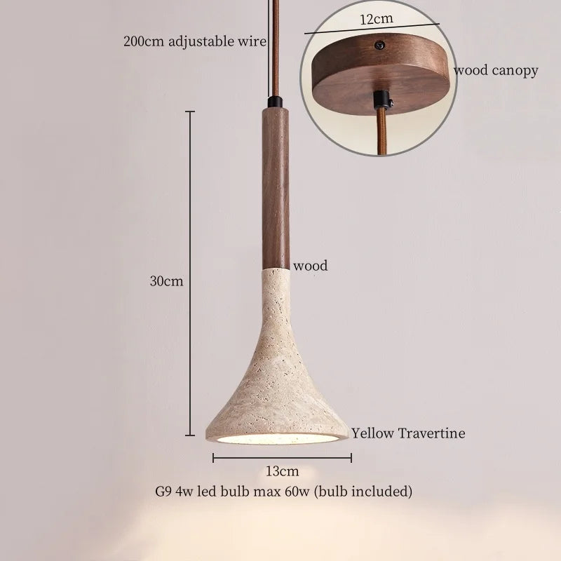 DecorBites™ LED Pendant Light Yellow Travertine Modern Hanging Lampara