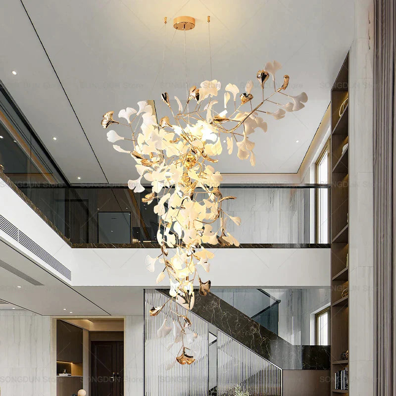 DecorBites™ Gingko Leaf Ceramic Chandelier: Modern Nordic Living Room & Hotel Lobby Lighting