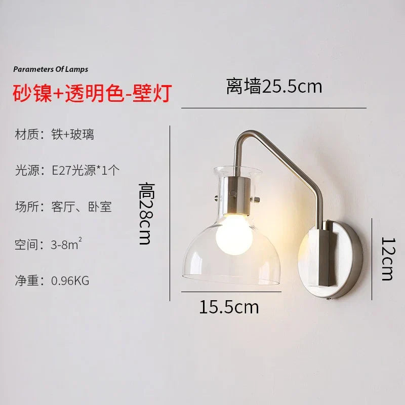 DecorBites™ Bauhaus Glass LED Wall Lamp Iron Art Decor for Bedroom Living Room