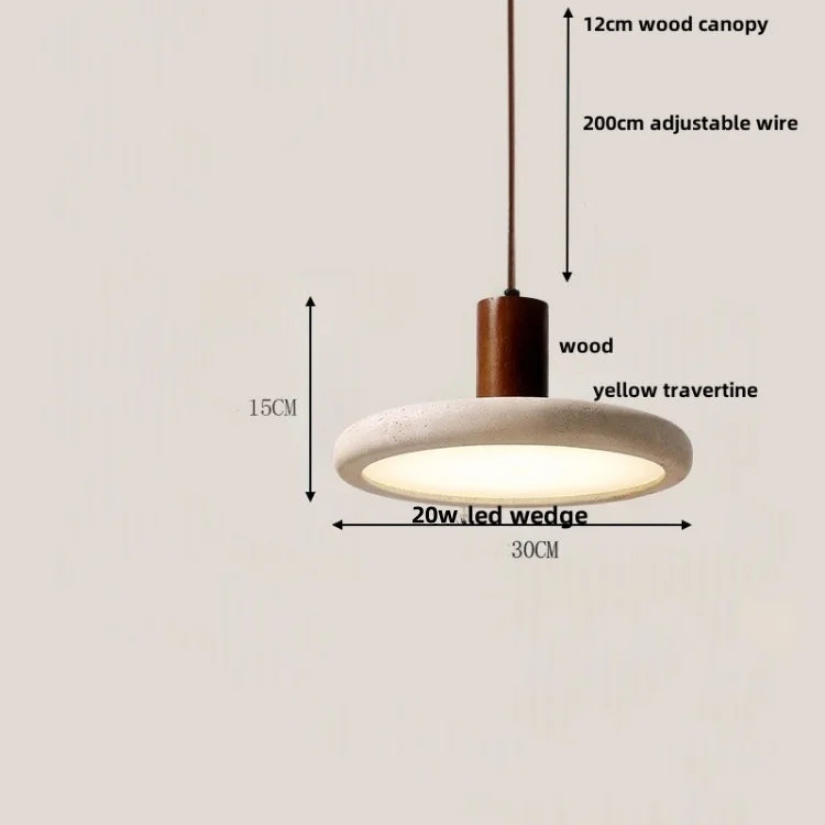 DecorBites™ LED Pendant Lamp Wood Globe Round Yellow Stone Hanging Lights