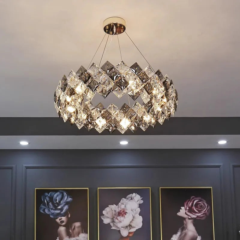 DecorBites™ Crystal Chandelier for Living & Dining Room, Luxury Ceiling Light Fixture
